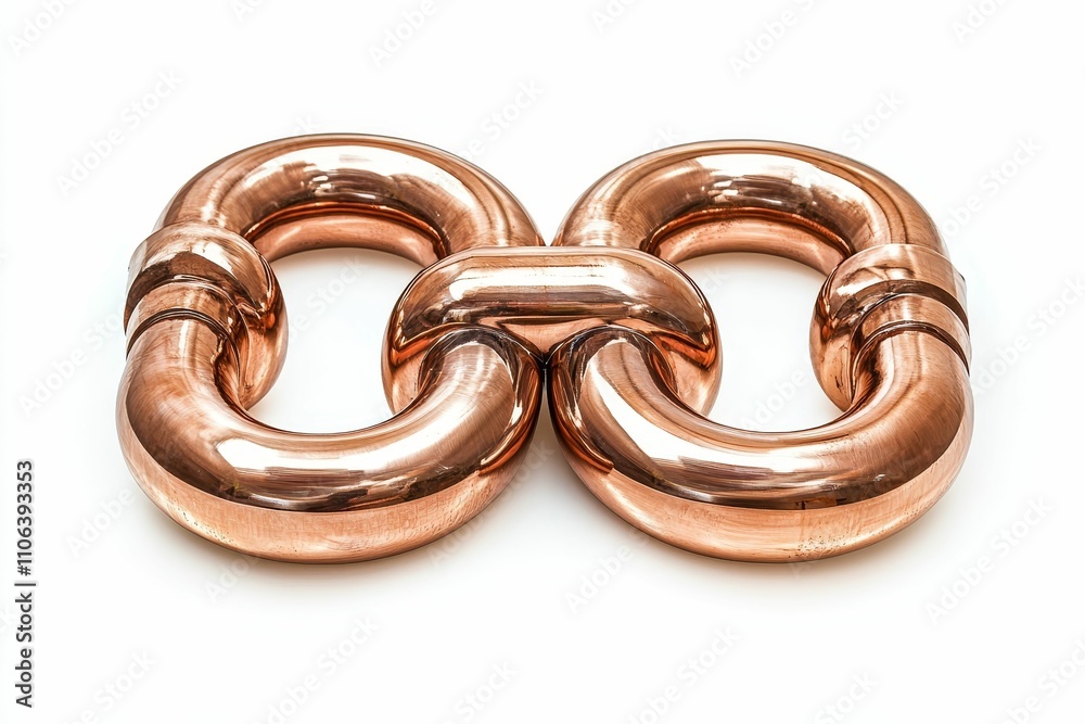Interlocked copper pipes; shiny, smooth surface. Interlocked copper pipes; shiny, smooth surface.