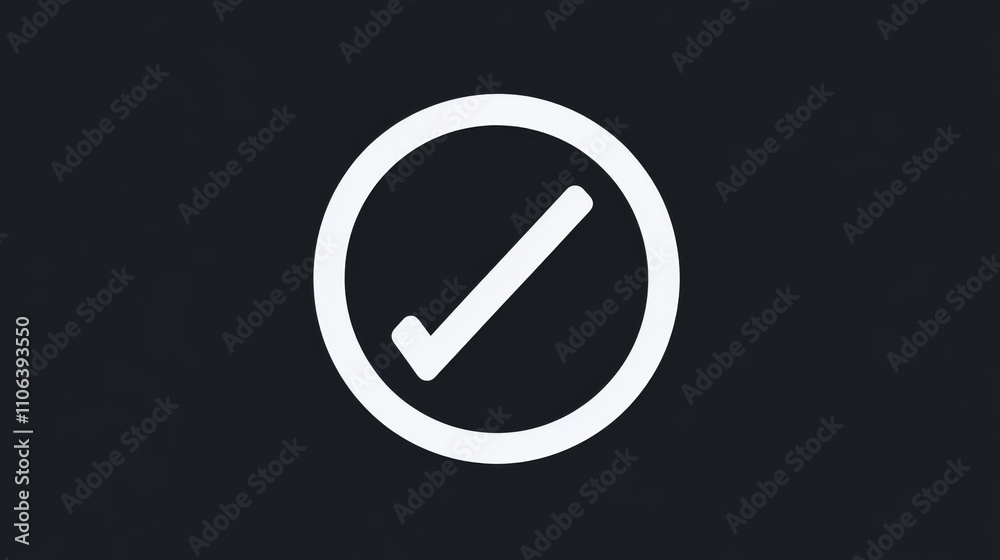 A bold checkmark icon with glowing white accents on a black background A bold checkmark icon with glowing white accents on a black background