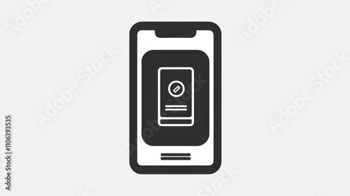 A smartphone icon with a glowing rectangular screen on a white background