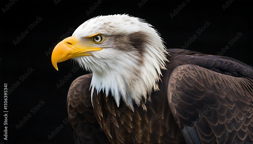 Detailed portrait of a soaring bald eagle, showcasing its power and freedom.