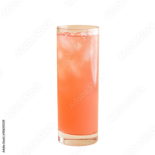 Refreshing pink grapefruit juice in a tall glass glowing under soft light