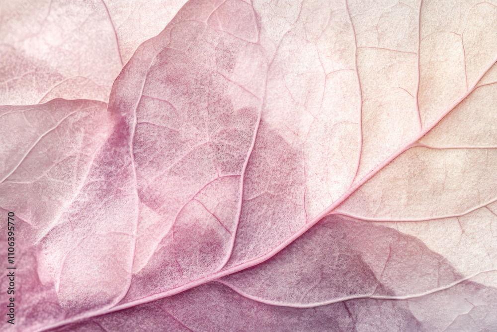 Fototapeta premium Textured flower petal close-up, soft pink hues with fine natural veins and delicate details