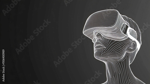 Abstract representation of virtual reality experience on dark background