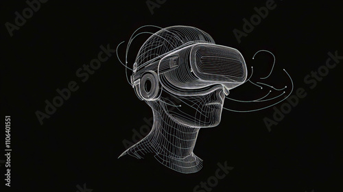 Futuristic virtual reality integration with wireframe design