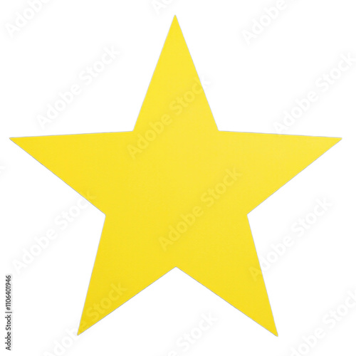 Vibrant yellow star with five symmetrical points in a flat texture