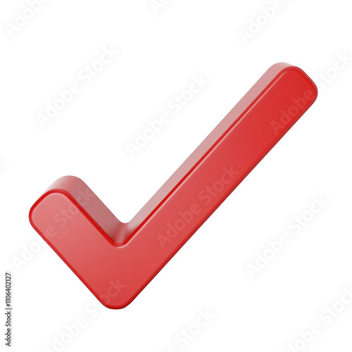 Modern red checkmark icon with sleek design on white background