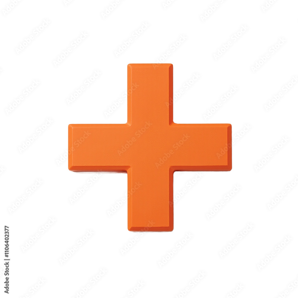Vibrant orange cross on white backdrop sleek and modern Vibrant orange cross on white backdrop sleek and modern