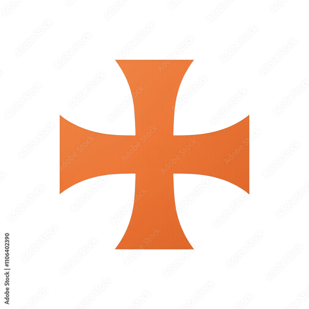 Obraz premium Vibrant orange cross on white backdrop sleek and modern