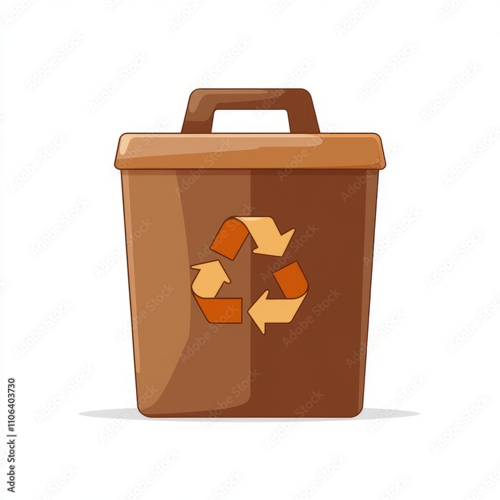 Brown Recycling Bin with Recycling Symbol Brown Recycling Bin with Recycling Symbol