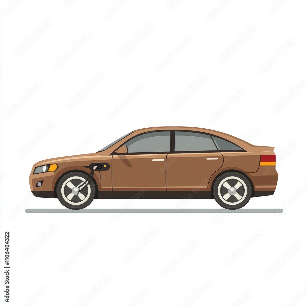 Elegant Brown Electric Sedan Illustration Elegant Brown Electric Sedan Illustration