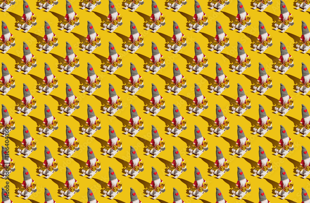 Fototapeta premium Pattern of santa Claus yellow pastel background