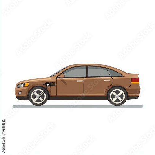 Elegant Brown Electric Sedan Illustration