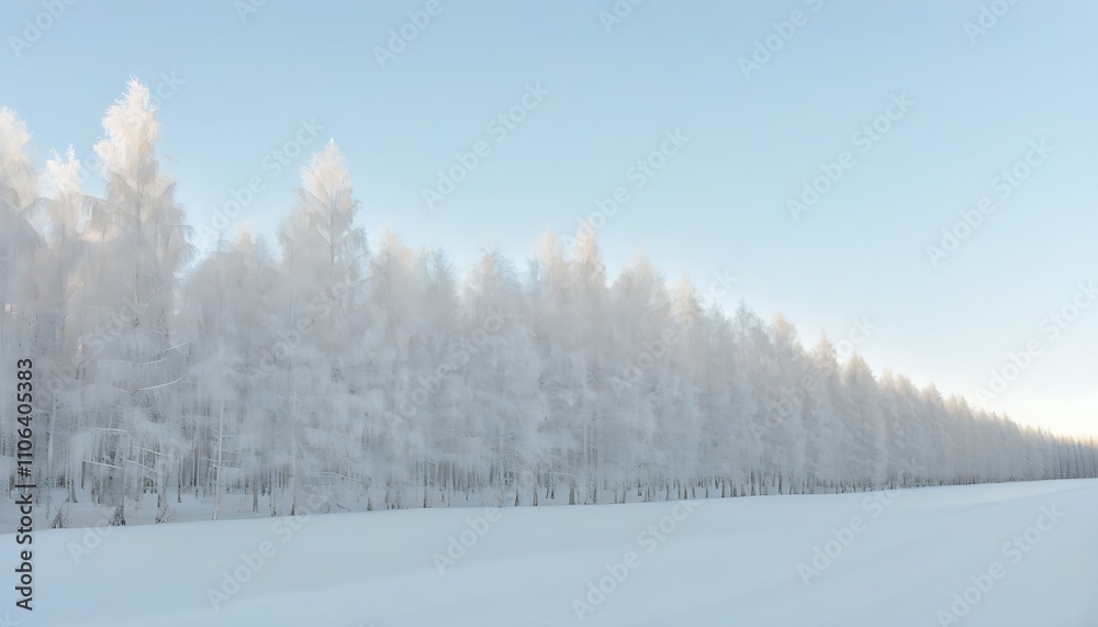 Tranquil Winter Scene of Trees by a Field Tranquil Winter Scene of Trees by a Field