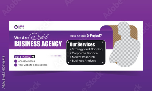 Digital marketing agency facebook cover photo design with creative shape or web banner for digital marketing business