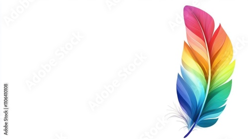 Colorful Gradient Feather on Minimalist White Background Symbolizing Diversity