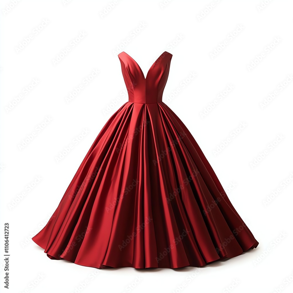 Elegant red evening gown with a flattering silhouette and flowing skirt Elegant red evening gown with a flattering silhouette and flowing skirt