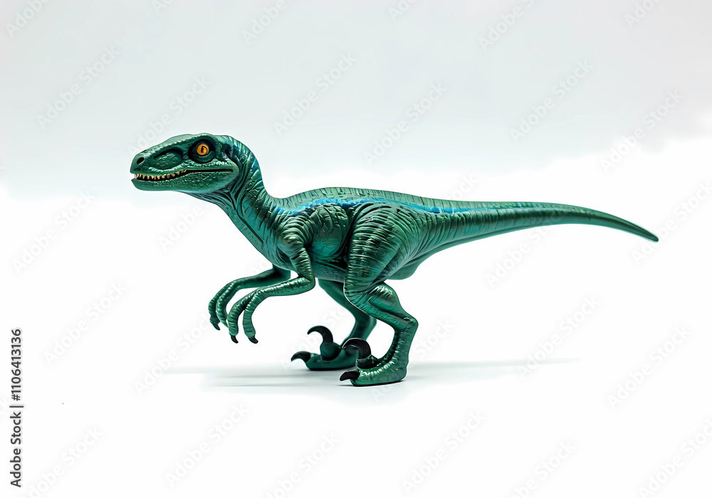 Fototapeta premium Toy dinosaur ornament white background with shadows 