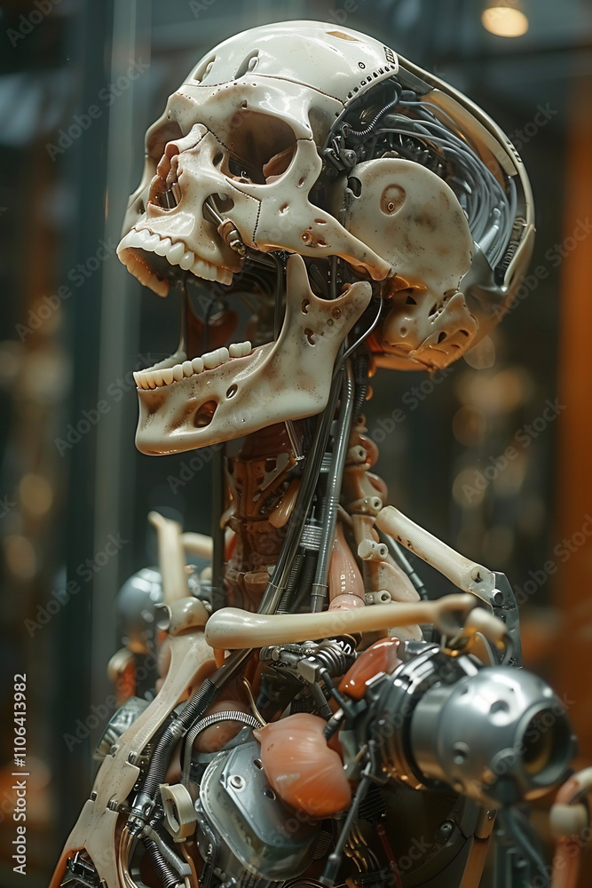 Fototapeta premium Anatomical Model with Mechanical Components