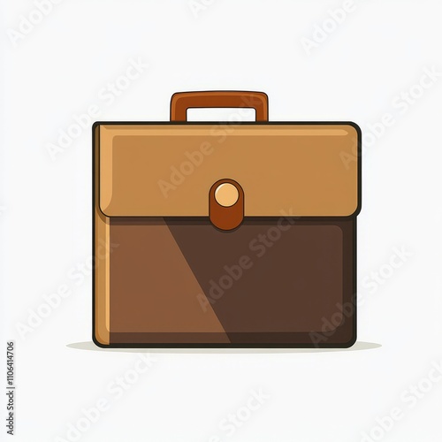 Simple Brown Leather Briefcase Illustration