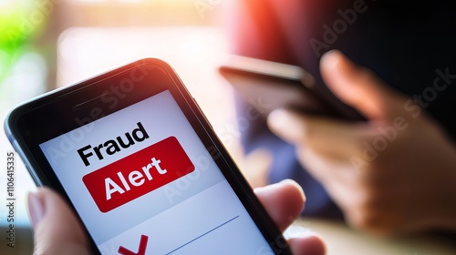 Close-up of a smartphone displaying a fraud alert notification, highlighting security concerns in digital communication.