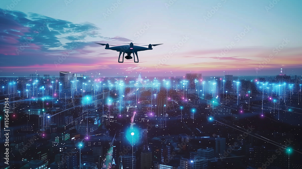 A drone hovers over a city, powered by 5G connectivity, enabling low-altitude economy growth through seamless, high-speed data exchange and smart urban networks. A drone hovers over a city, powered by 5G connectivity, enabling low-altitude economy growth through seamless, high-speed data exchange and smart urban networks.