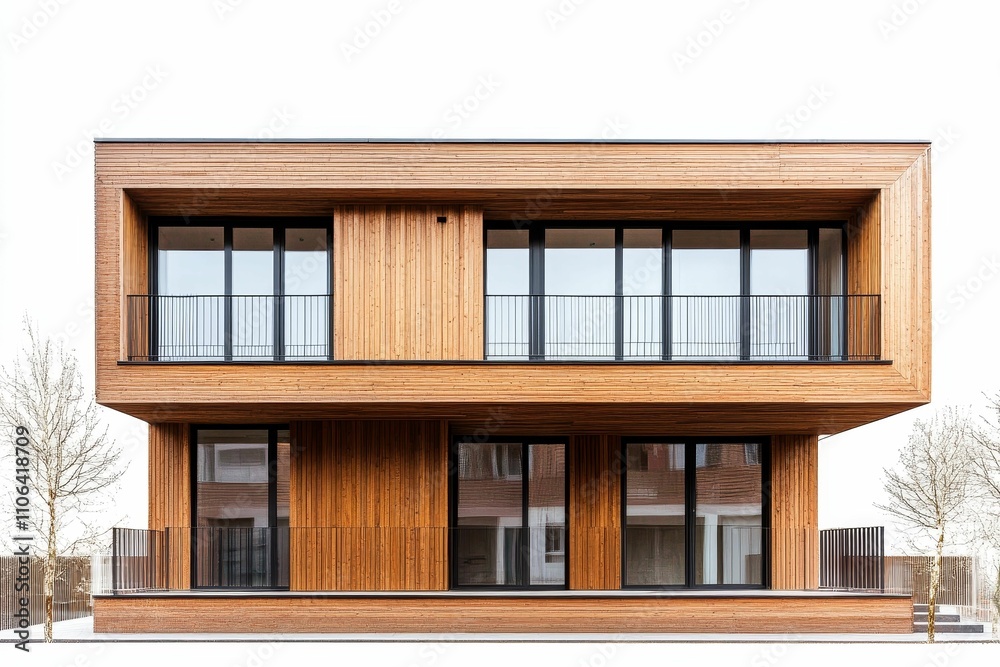 Modern wooden house, two stories, balconies. Modern wooden house, two stories, balconies.