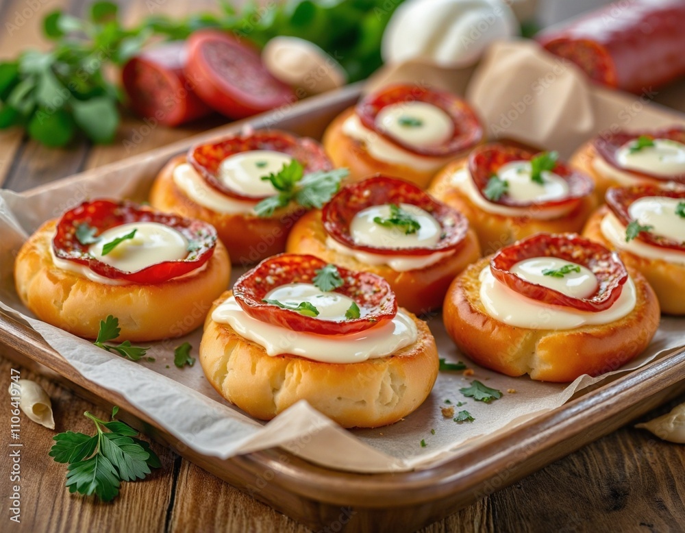 Delicious Pepperoni and Mozzarella Baked Toasts Delicious Pepperoni and Mozzarella Baked Toasts