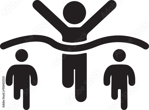 Illustration of a stickman icon racing, with motion lines to symbolize speed and competition in a running race