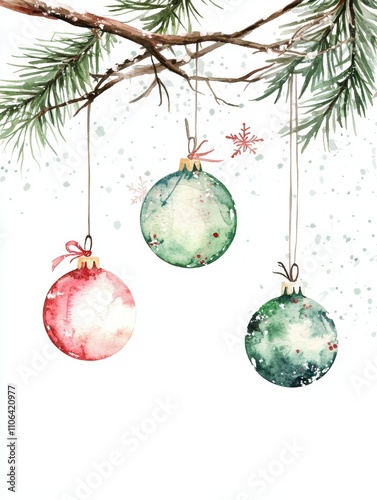 simple and cute winter themed invitation hanging on branches christmas tree decorations.