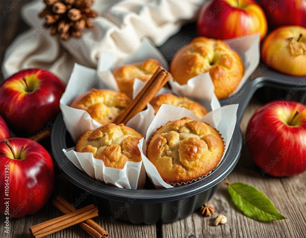 Freshly Baked Apple Muffins with Cinnamon Freshly Baked Apple Muffins with Cinnamon
