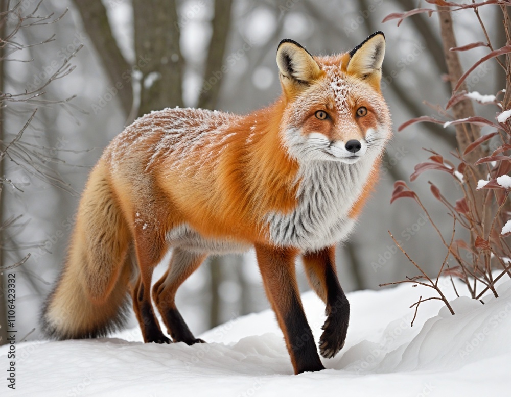 Obraz premium Cute Fox Art Postcard