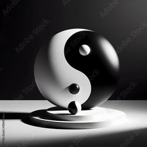 ink minimal with black dynamic yin-yang pattern in modern creative design setting photo