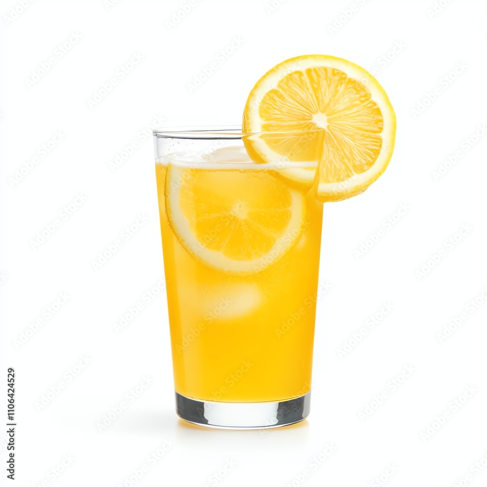 Refreshing glass of lemonade with ice and lemon slices, perfect for summer days. Bright colors and vibrant presentation make it ideal for beverage advertisements and food blogs. Refreshing glass of lemonade with ice and lemon slices, perfect for summer days. Bright colors and vibrant presentation make it ideal for beverage advertisements and food blogs.