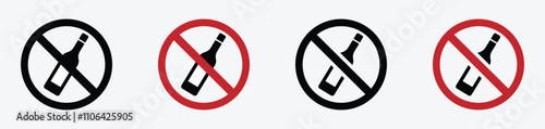 No alcoholic beverage vector signs set