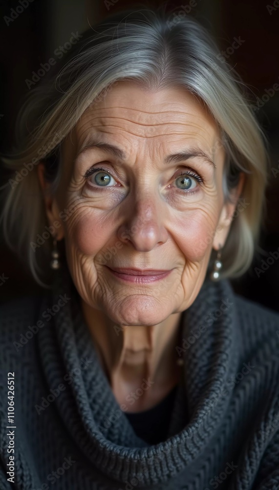 A senior woman from Russia gazes directly at viewer, highlighting her wise, expressive features. Soft lighting creates a warm atmosphere, emphasizing her character and life experience. Generative AI A senior woman from Russia gazes directly at viewer, highlighting her wise, expressive features. Soft lighting creates a warm atmosphere, emphasizing her character and life experience. Generative AI
