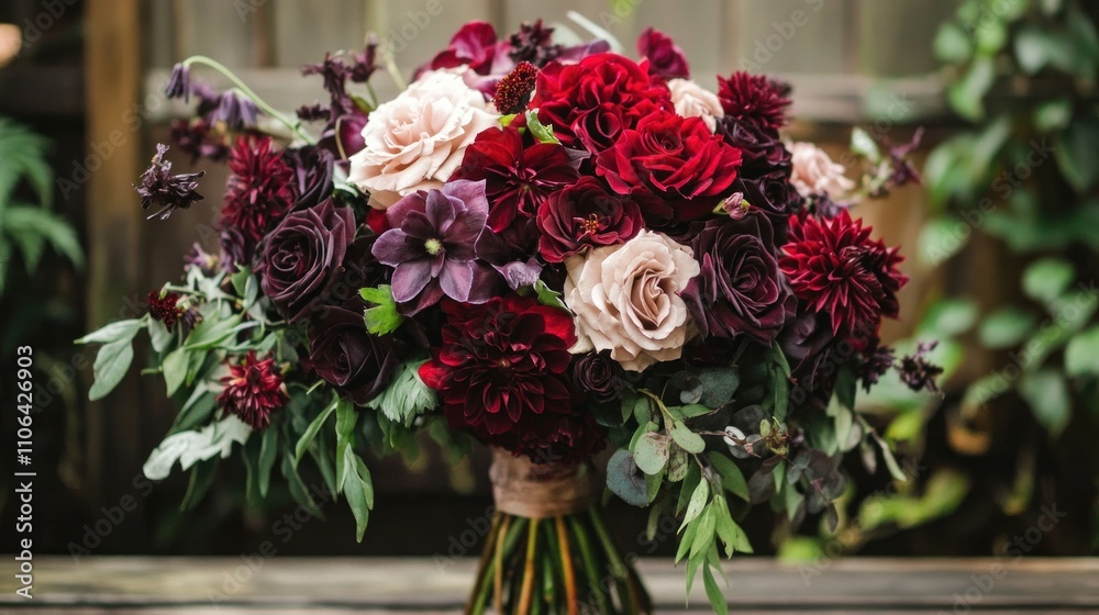 Obraz premium A Luxurious Bouquet of Burgundy and Blush Flowers