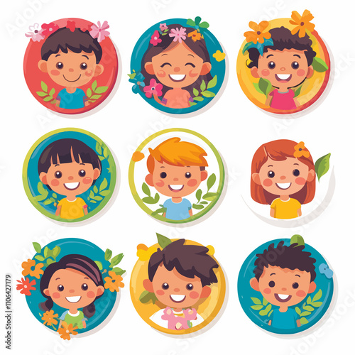 Cheerful Children Zone Label Vector Illustration