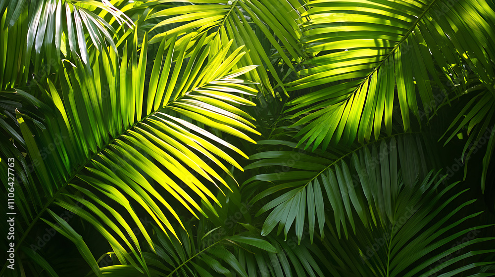 Tropical palm leaves creating a lush background Perfect for summer vibes and nature themes Tropical palm leaves creating a lush background Perfect for summer vibes and nature themes