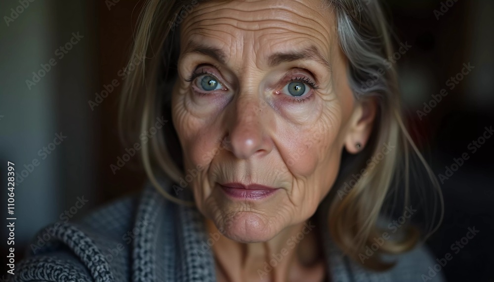 A senior woman from Russia gazes directly at viewer, highlighting her wise, expressive features. Soft lighting creates a warm atmosphere, emphasizing her character and life experience. Generative AI A senior woman from Russia gazes directly at viewer, highlighting her wise, expressive features. Soft lighting creates a warm atmosphere, emphasizing her character and life experience. Generative AI