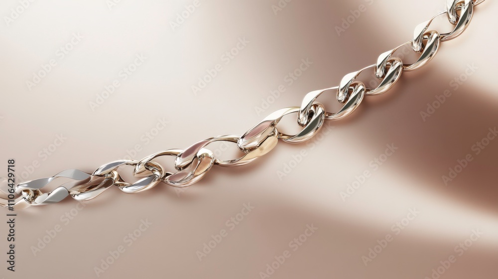 Elegant Chain with Intricate Links in Silver and Gold Hues, Displayed on a Soft Gradient Background, Ideal for Luxury Branding and Graphic Design Projects Elegant Chain with Intricate Links in Silver and Gold Hues, Displayed on a Soft Gradient Background, Ideal for Luxury Branding and Graphic Design Projects