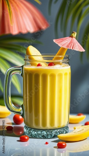 Obraz na płótnie cartoonish glass mug filled with Trinidad Banana w salonie