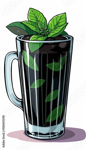 cartoonish glass mug filled with Black Mint photo