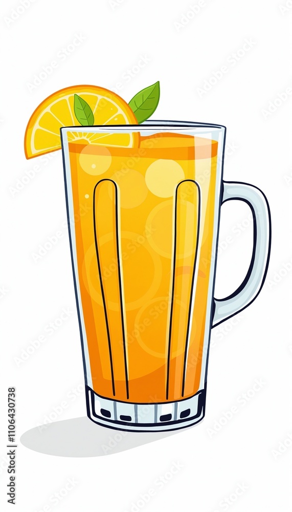 cartoonish glass mug filled with Orange Punch