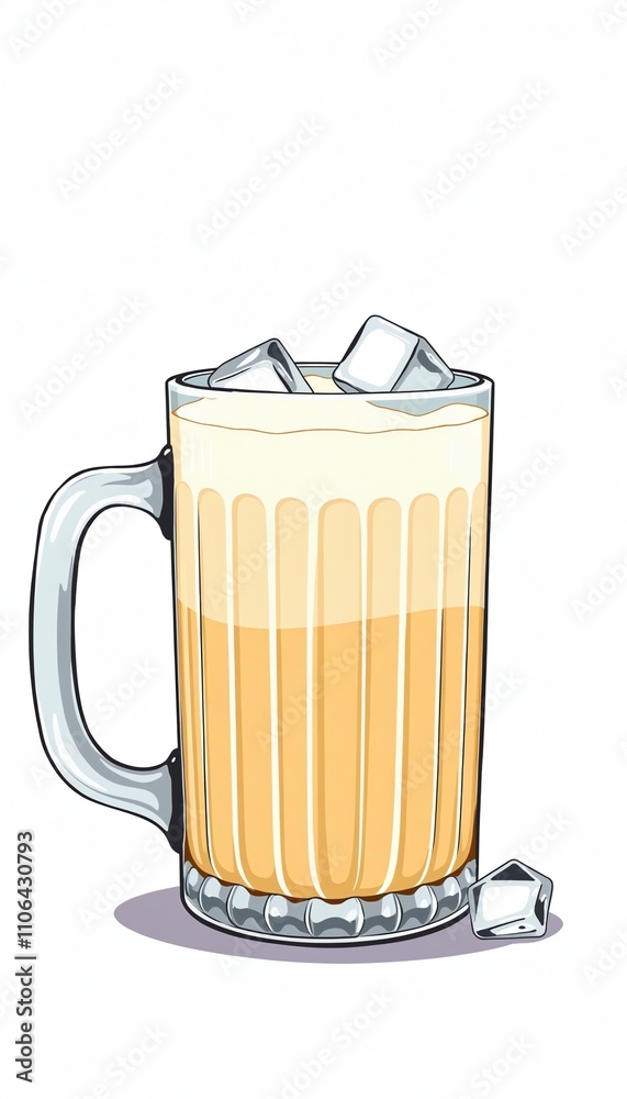 cartoonish glass mug filled with White Russian cartoonish glass mug filled with White Russian