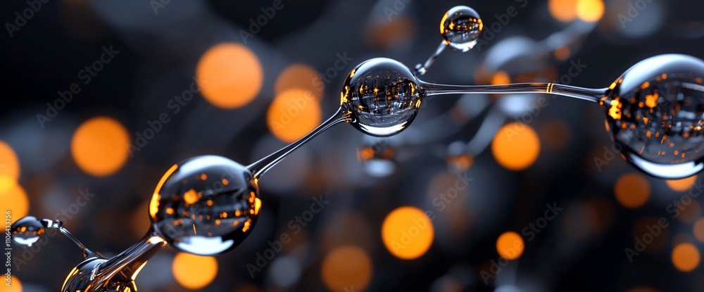 Abstract molecule structure with glowing bokeh background. Abstract molecule structure with glowing bokeh background.