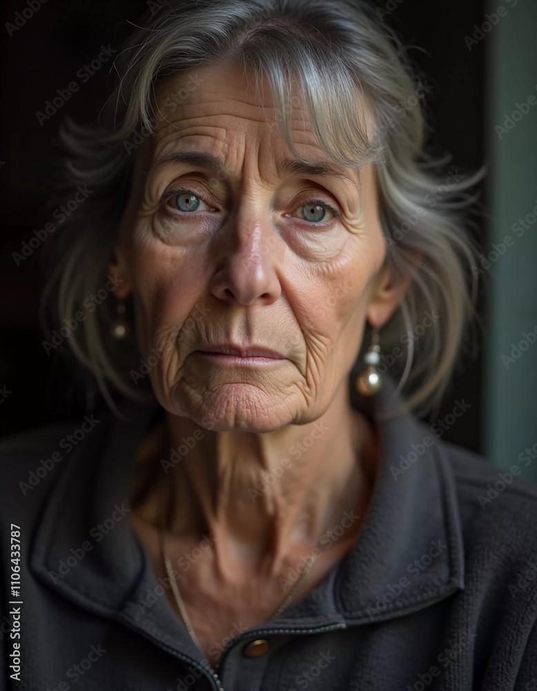 A senior woman from Russia gazes directly at viewer, highlighting her wise, expressive features. Soft lighting creates a warm atmosphere, emphasizing her character and life experience. Generative AI A senior woman from Russia gazes directly at viewer, highlighting her wise, expressive features. Soft lighting creates a warm atmosphere, emphasizing her character and life experience. Generative AI
