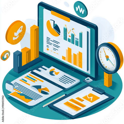 Ai generate data analysis business insights infographic presentation digital environment strategic viewpoint visual concepts