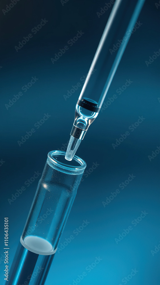 Needle tube going into the end of a hollow needle, sterile environment, medical supplies, pharmaceuticals Needle tube going into the end of a hollow needle, sterile environment, medical supplies, pharmaceuticals