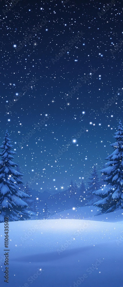 Snowflakes fall gently onto the soft, white surface of a freshly fallen snowbank, creating a serene and peaceful scene under the starry night sky , winter wonderland, frosty landscape Snowflakes fall gently onto the soft, white surface of a freshly fallen snowbank, creating a serene and peaceful scene under the starry night sky , winter wonderland, frosty landscape