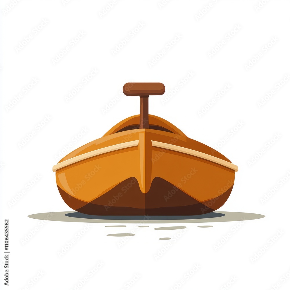 Charming Orange Wooden Boat Illustration Charming Orange Wooden Boat Illustration